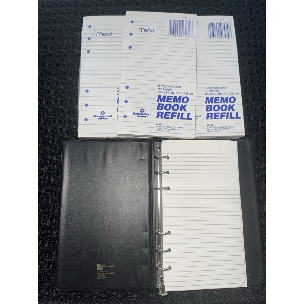 NOS VTG Binder &1993 Mead Memo Book Refill 6 Ring 3.75"x6.75" Pack of‎ 80 Sheets